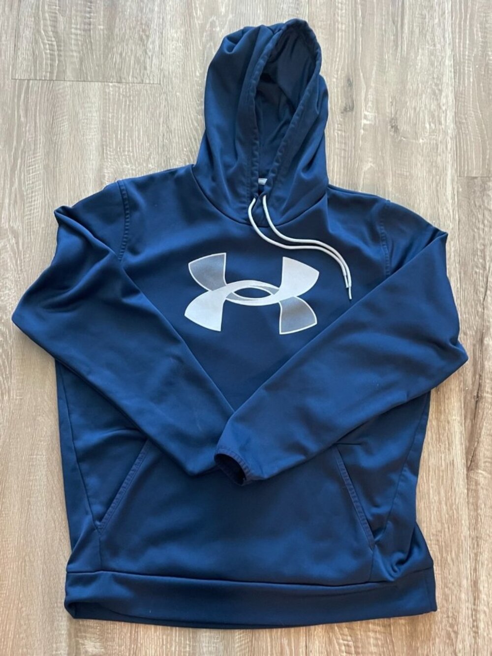 Under Armour Men's Navy Hoodie Size XL Pullover Big Logo Loose Fit
